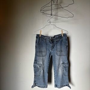 Y2K Denim Cargo Capri Pants